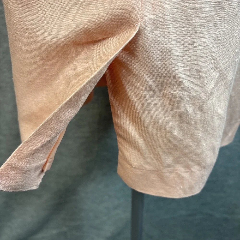 Vintage‎ Plaza South Petites Dress Set Size 10 Peach Linen Rayon Soutache 90s